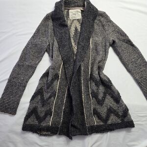 ANTHROPOLOGIE Angel of the North Wool Chevron Boho Cardigan Sweater Small S